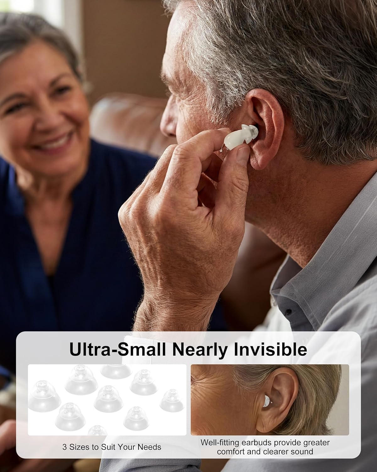 OTC Hearing Aids for Seniors & Adults - Rechargeable with Noise Cancelling Hearing Aids, 30+ Hour Battery Life, 32-Channel Clear Sound, One-Button Operation, UV Charging Case, Super Mini Invisible