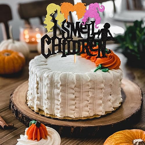 Miniatura 6 de Ercadio 1 paquete de adornos para tartas de niños con purpurina, hocus pocus, para Halloween, brujas, decoración de pastel de pelo para Halloween,