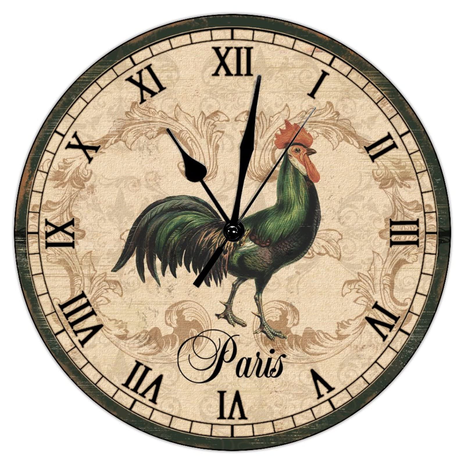 Horloge murale poule vintage pour salle à manger et grand salon chaleureux