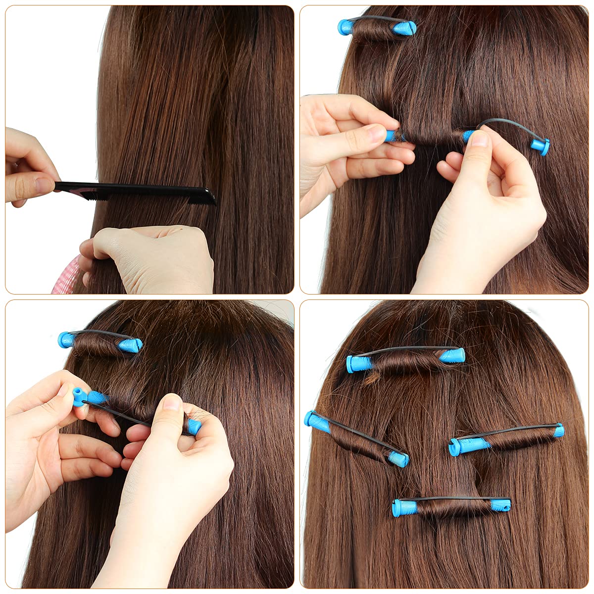 108 Pieces Hair Perm Rods Set, 3 Sizes Cold Wave Rods Hair Rollers Heatless Perming Kit Set with Pintail Comb or Long & Short Hair DIY Different Hairdressing Styling Tool