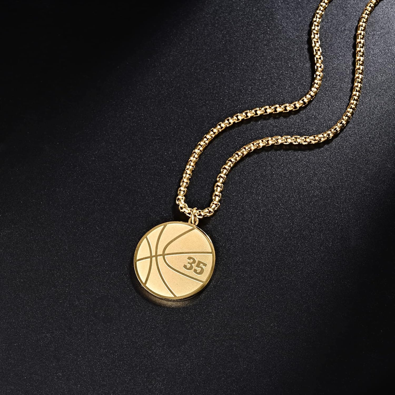 WIGERLON Basketball Number Necklace,Stainless Steel Basketball Charm Pendant with Jersey Number for Men and Women Basketball Athlete gold - Image 2