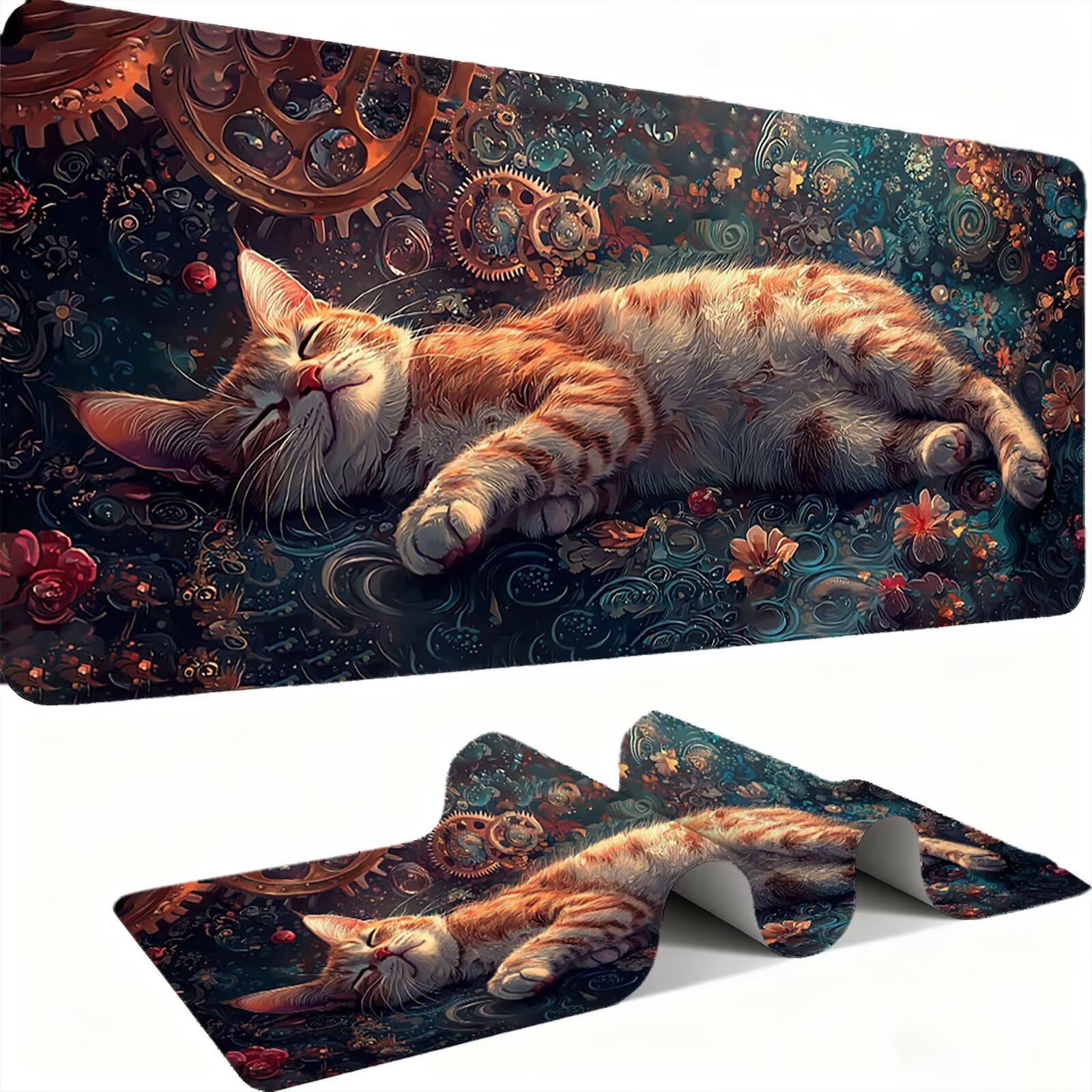 Podkładka pod mysz 1200 x 600 mm Podkładka pod mysz dla graczy, bardzo cienka podkładka na biurko Antypoślizgowa gumowa podstawa Lepsza szybkość i precyzja do komputera, komputera, uroczego kota pracy