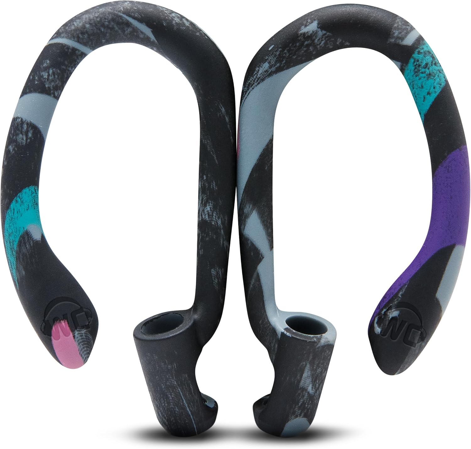 WC HookZ - Patented Upgraded Over Ear Hooks for AirPods Pro 1, 2 & AirPods 1, 2 & 3- Two Size Pairs Included in Package, Unique Left & Right Hook, Made by Wicked Cushions | 90's Black