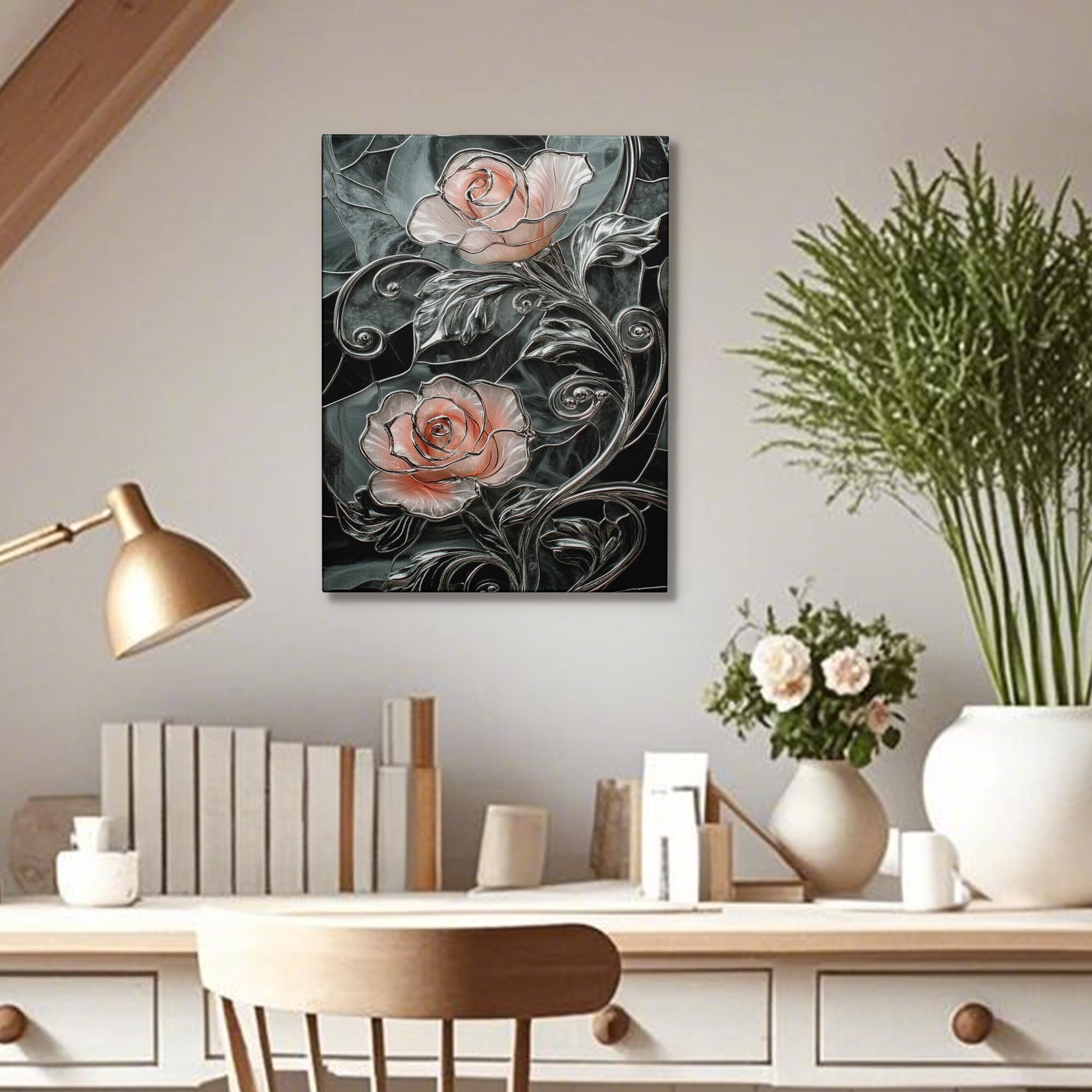 Amazon.com: Elegant Peach Rose Canvas Wall Art, Soft Blush Flower