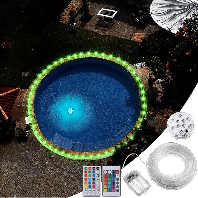 Luces LED para Piscinas 39.4ft, Impermeables, 16 Colores con Control Remoto miniatura 2