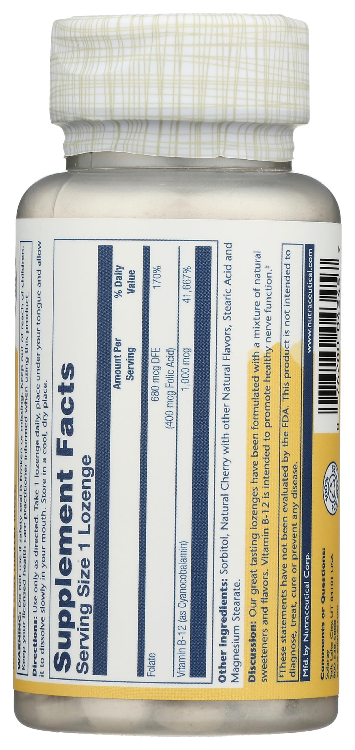 Solaray Vitamin B-12 1000mcg Lozenges, Natural Cherry Flavor, 90 Count — Amazon image 4