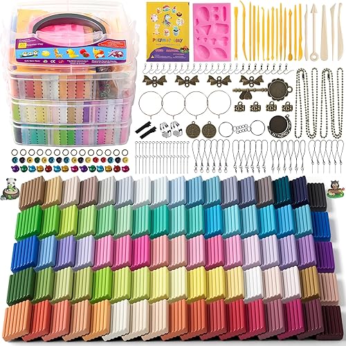 Kits de arcilla polimérica, 50 colores, arcilla de modelado horneada, hecha a mano, para esculpir, 19 tipos de herramientas de esculpir, no tóxica,