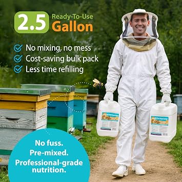 HIVE ALIVE EZ Feed Super Syrup 2.5 Gallon, Ready-to-Use Feed & Syrup Liquid in Jerrycan, No-Mix Food Liquid Concentrate for Hives, Spring Feeding & Winter Support