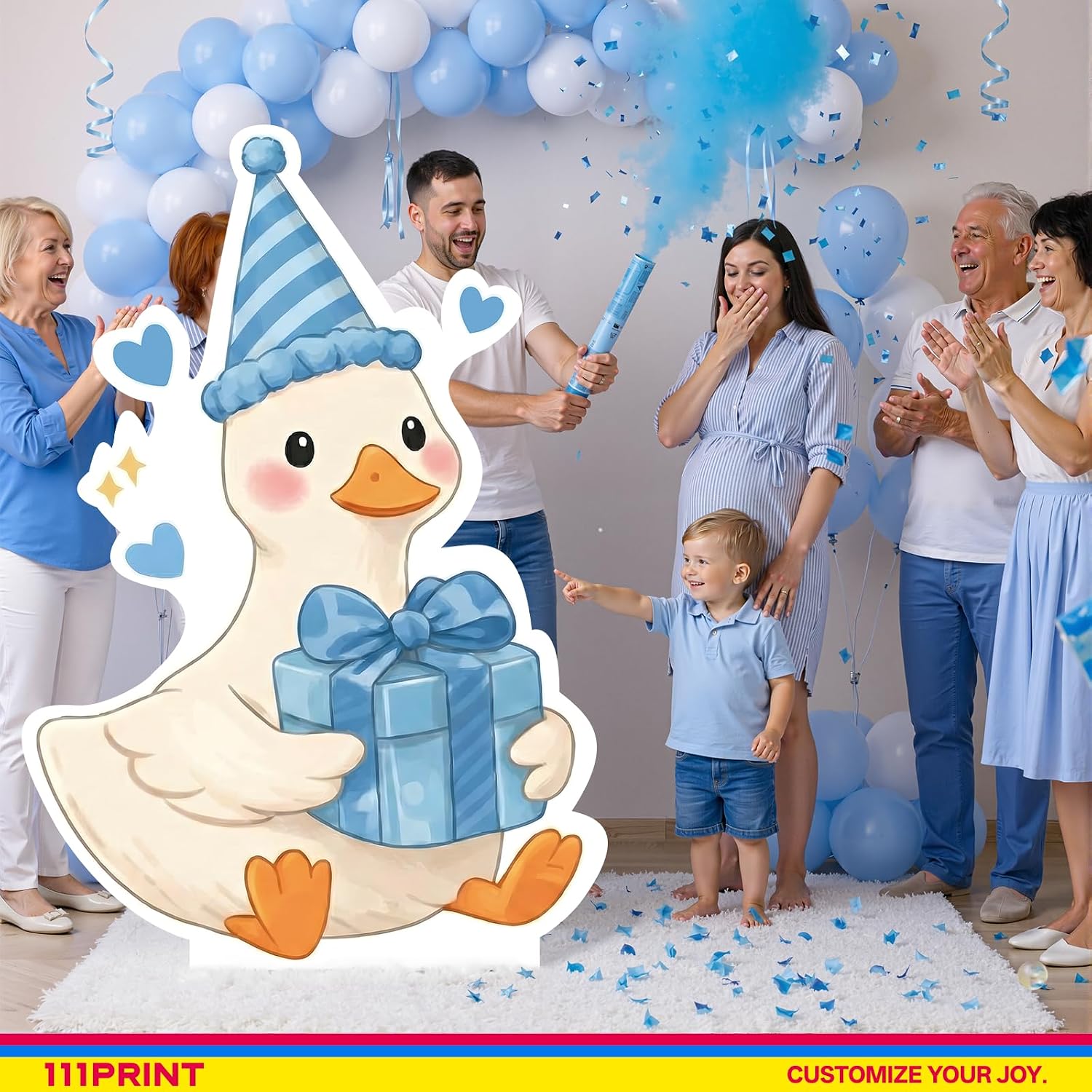 One Silly Goose Lifesize Cardboard Cutout Birthday Decor, 3ft Goose Theme Party Decorations for Girl or Boy, First Birthday Backdrop, Gender Reveal, Baby Shower Party Favors