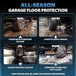 7'9" x 16' Tapis de garage lourd - Mat de confinement imperméable à la pluie avec 1.2" Des bords levés, 610GSM PVC Garage Tapis de voiture pour under Car to Trap Mud & Huile non glissante