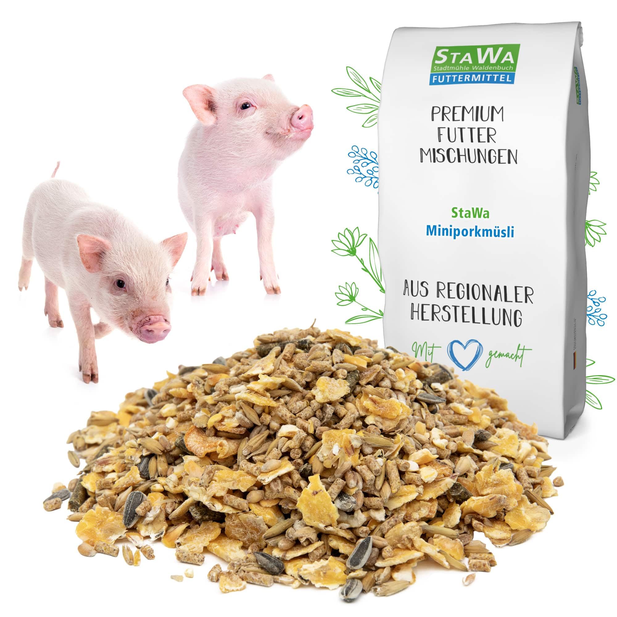 Miniporkmüsli, Minischweinfutter mit Oregano und Petersilie, ohne Gentechnik, 2X 15 kg Sparpaket