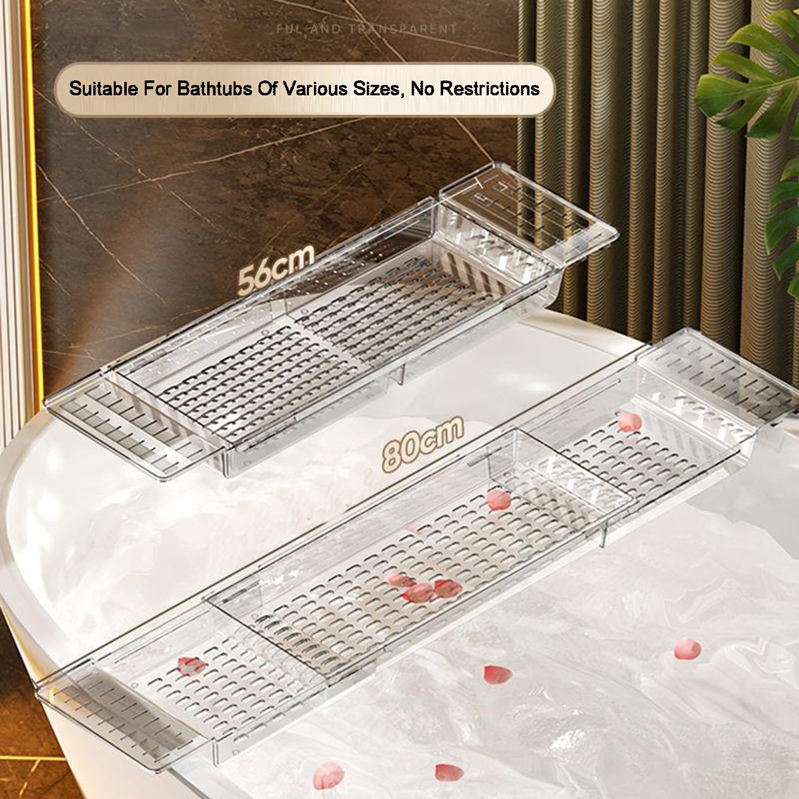 Bandeja de baño de plástico expandible para bañera, accesorio ideal para el nuevo hogar, día de la madre, regalos de cumpleaños para mamá, experiencia relajante de spa