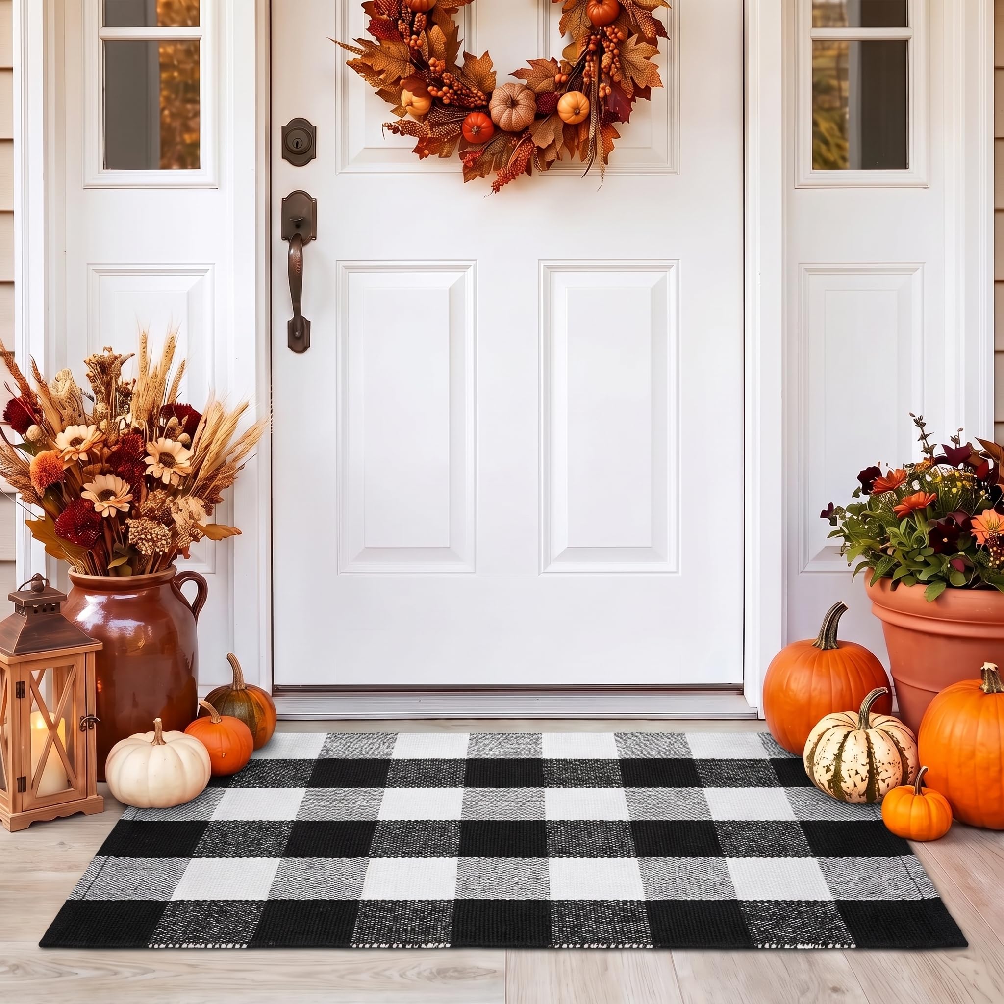 Buffalo Plaid Fall Doormat - Front Door Decor -3