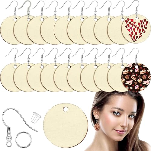 Hicarer 200 Pieces Unfinished Wooden Earrings Blank for - Woodworking Gifts For Her