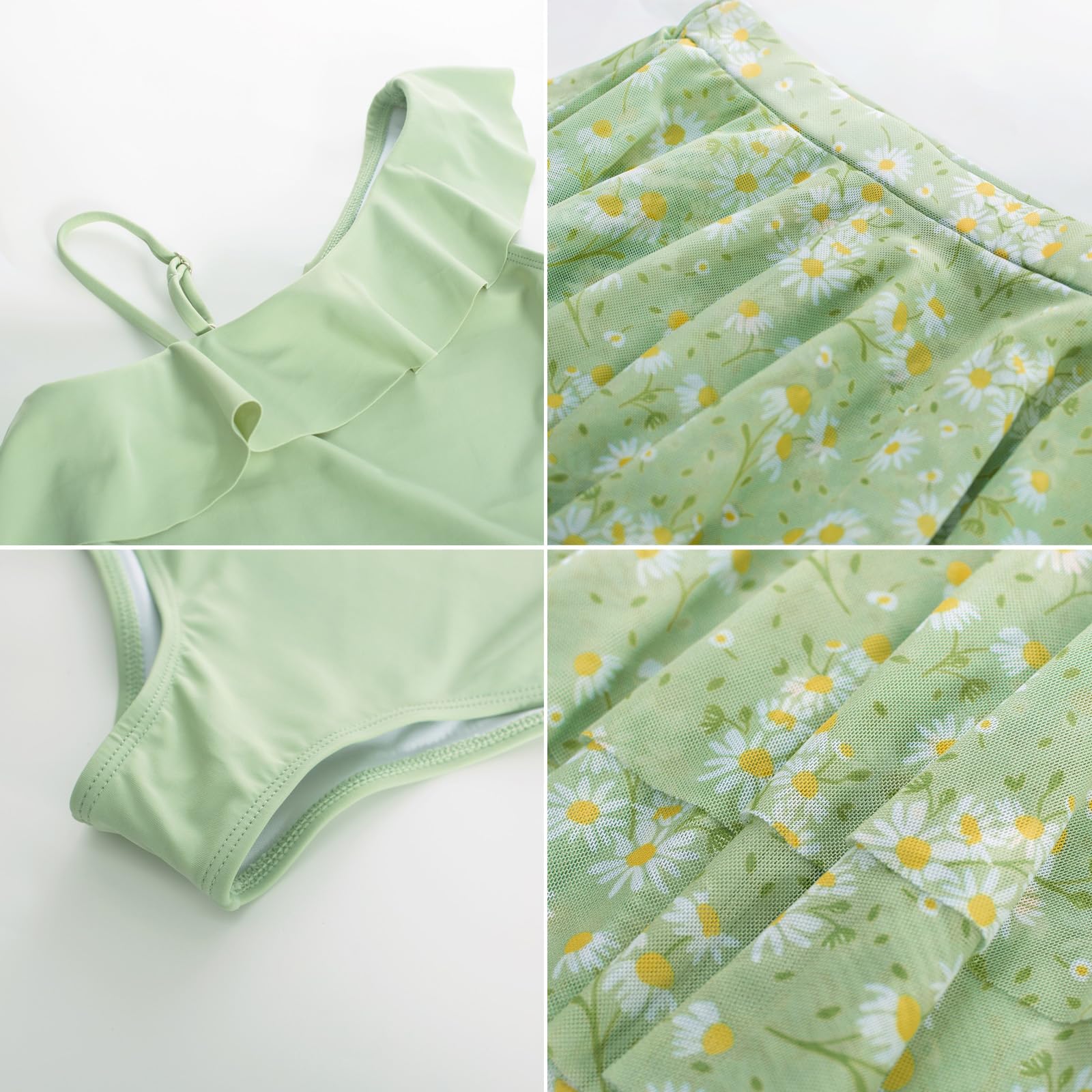 GRACE KARIN Mädchen Badeanzug Set 2-teilig Sport Schwimmanzug Kinder Einteiliger Bademode Quick-Dry Swimsuit mit Mesh Rock