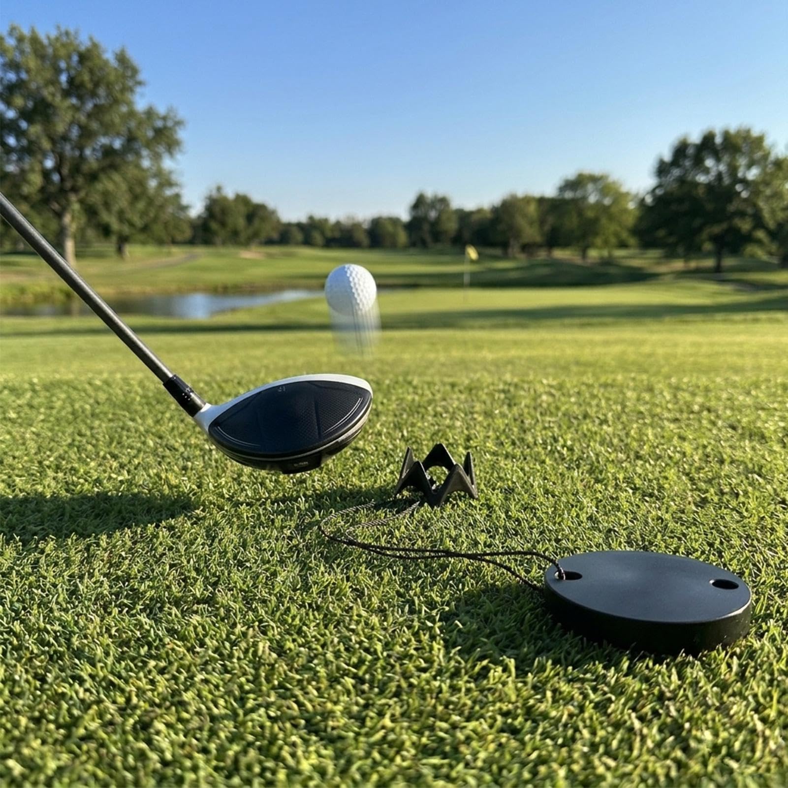 Set di tee simulatore da golf, nero, stabile, riutilizzabile, per allenamento, set di tee simulatore di golf, per bambini e adulti, per casa, cortile, erba, per uso esterno e interno
