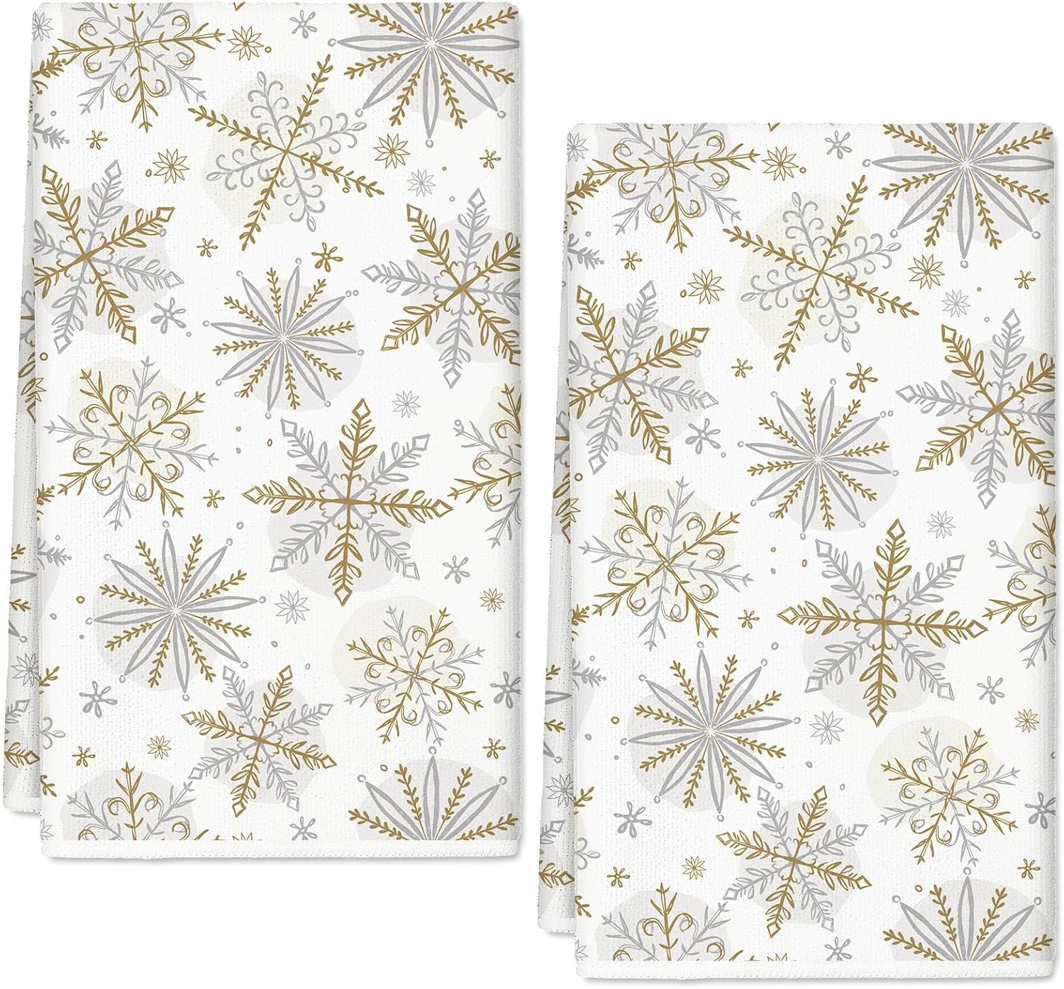 AnyDesign Christmas Kitchen Towels 18 x 28 Inch Silver Gold Snowflake Dish Towel Xmas Winter Absorbent Hand Drying Tea Towel for Cooking Baking, 2Pcs AnyDesign Christmas Kitchen Towels 18 x 28 Inch Silver Gold Snowflake Dish Towel Xmas Winter Absorbent Hand Drying Tea Towel for Cooking Baking, 2Pcs