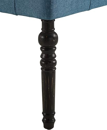 Miniatura 4 de Roundhill Furniture Leviton - Banco de comedor de tela con patas torneadas, color azul Azul,Beige,Gris,Púrpura,https://www.amazon.com/dp/undefined