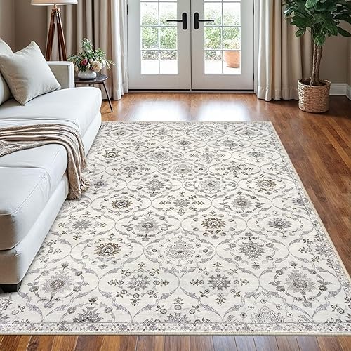 Miniatura 47 de KILOCOCO Alfombra marroquí supersuave de 2 x 3 pies, alfombra de entrada para interiores, vintage, lavable, antideslizante, alfombra de lana Beige