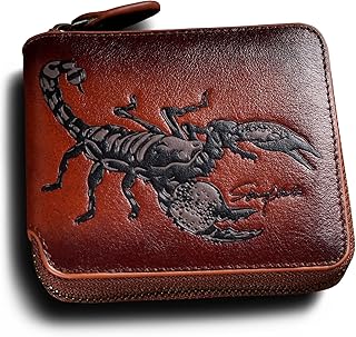 skneephate Zipper Wallet For Men,Men's Leather Wallets With Coin Pocket,Extra Capacity,RFID Blocking,Gifts for Him Husband (brown)