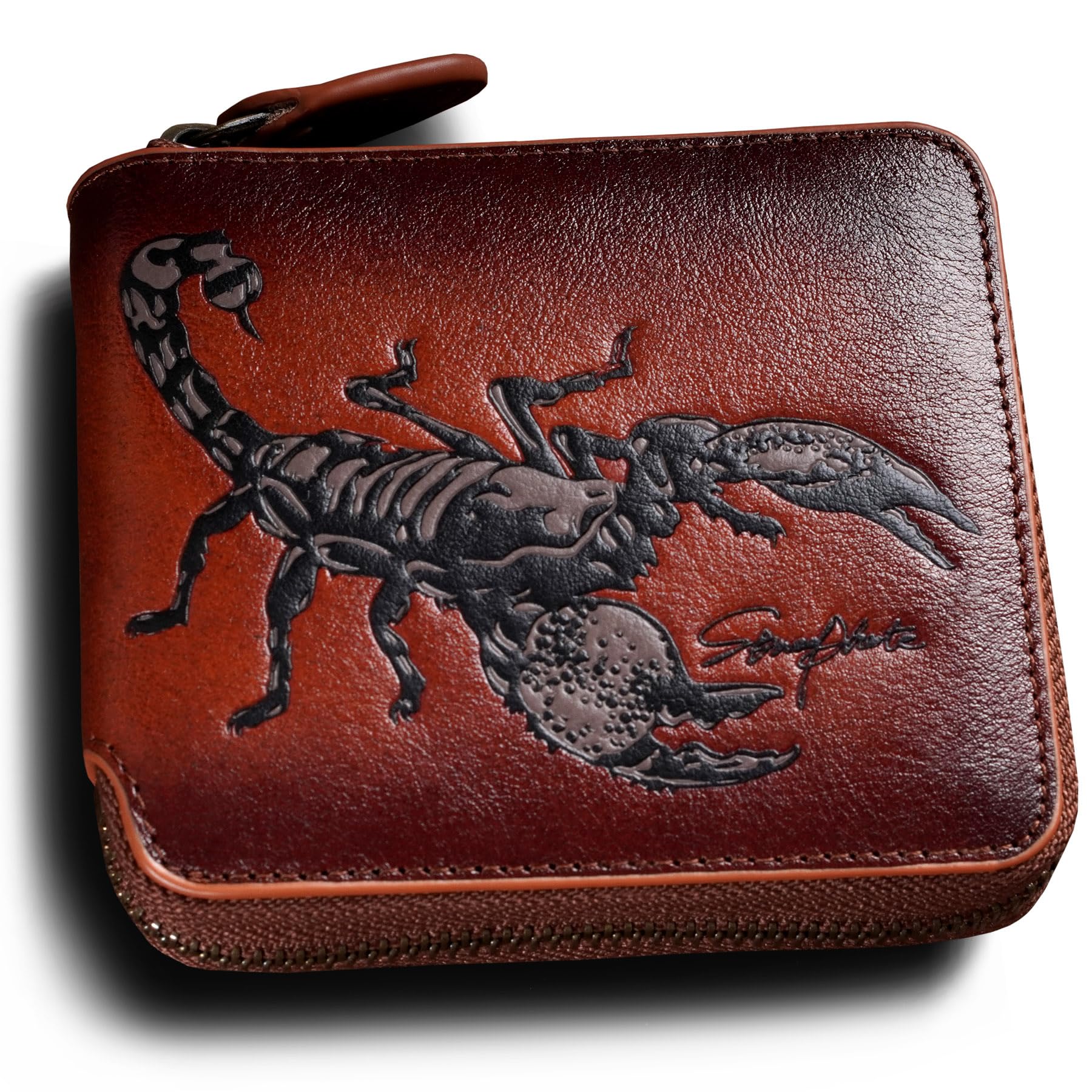 skneephate Zipper Wallet For Men,Men's Leather Wallets With Coin Pocket,Extra Capacity,RFID Blocking,Gifts for Him Husband (brown)