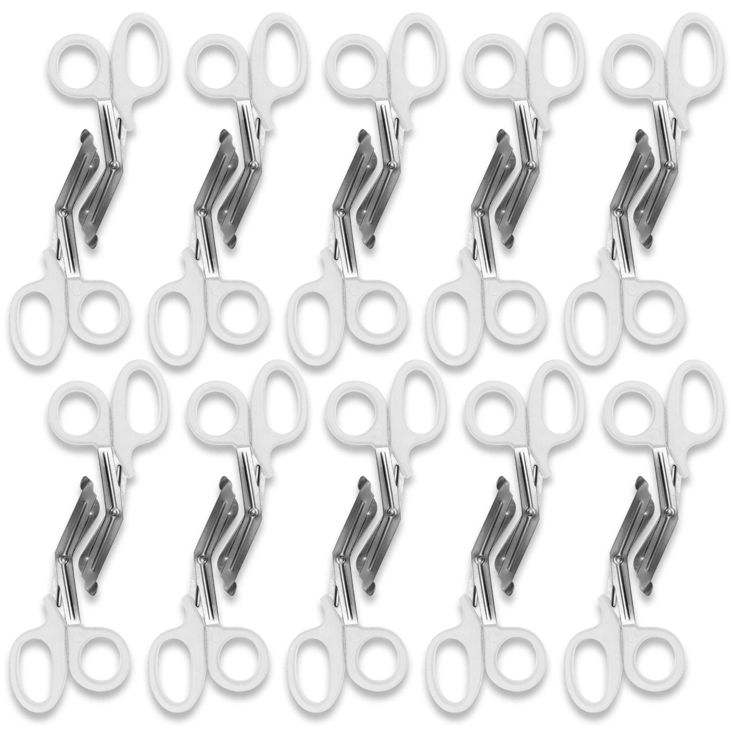 EMS XTRM 20-Pack Multicolor Stainless Steel Medical Trauma Shears for EMS, Nurses, Police & Firefighters - Durable, Sharp, and Built for Comfort, White