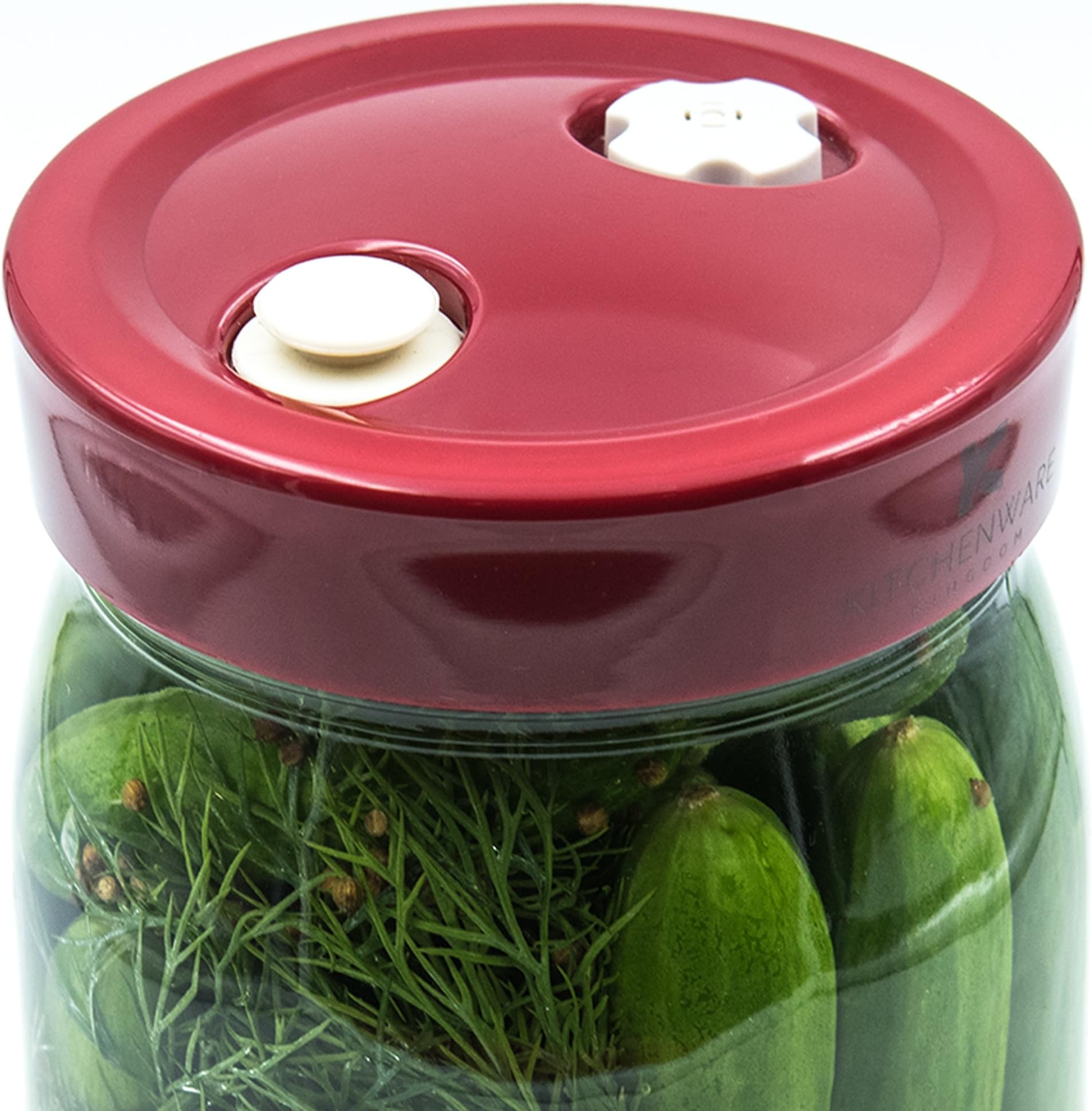 Airlock Lid For Fermenting In Jars - The Secret to Mold Free Ferments - 4 Lids Fermentation kit For Making Pickles, Kimchi, Sauerkraut or Any Probiotic Food - Bonus: 10 Spices Bags