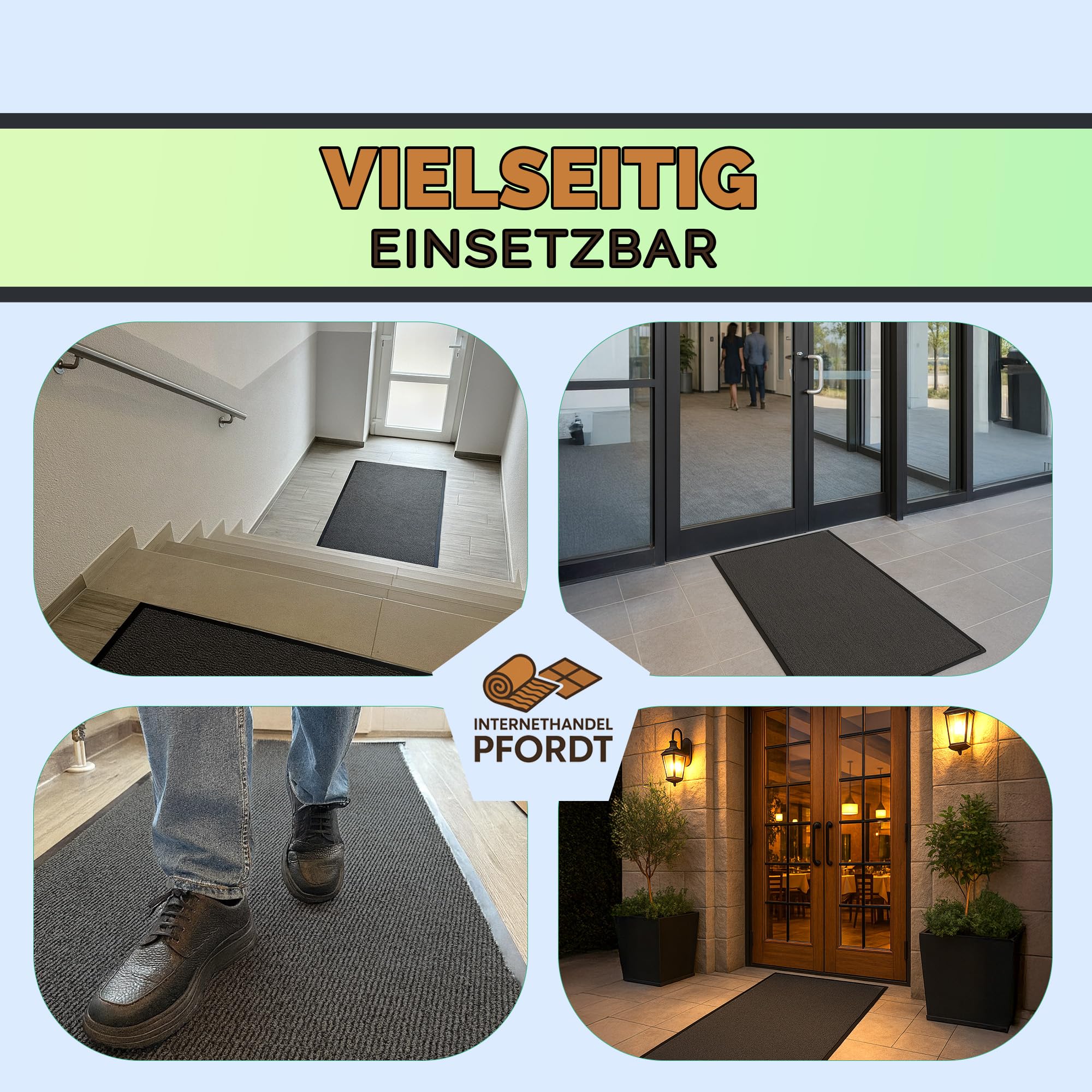 Schmutzfangmatte Anthrazit, 450x90 cm, Fußmatte rutschfest aus Polyamid, Schmutzfangläufer für innen und überdachten Außenbereich