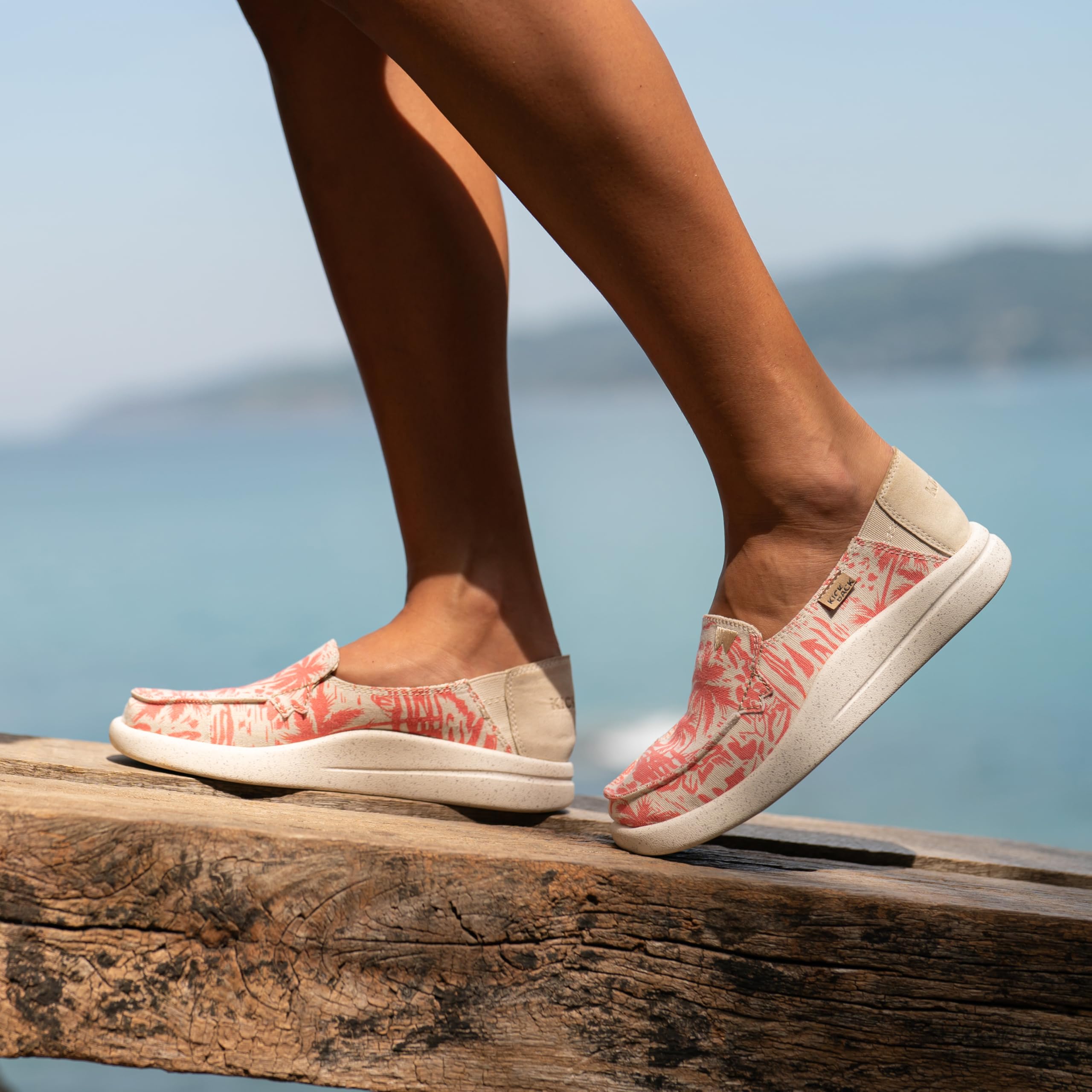 Kickback Rizzo Femmes Mocassins - MOC Toe pour Dames - Chaussures légères en Lin ou en Toile à Enfiler - Semelle orthopédique pour Le Confort - Chaussures d'été décontractées
