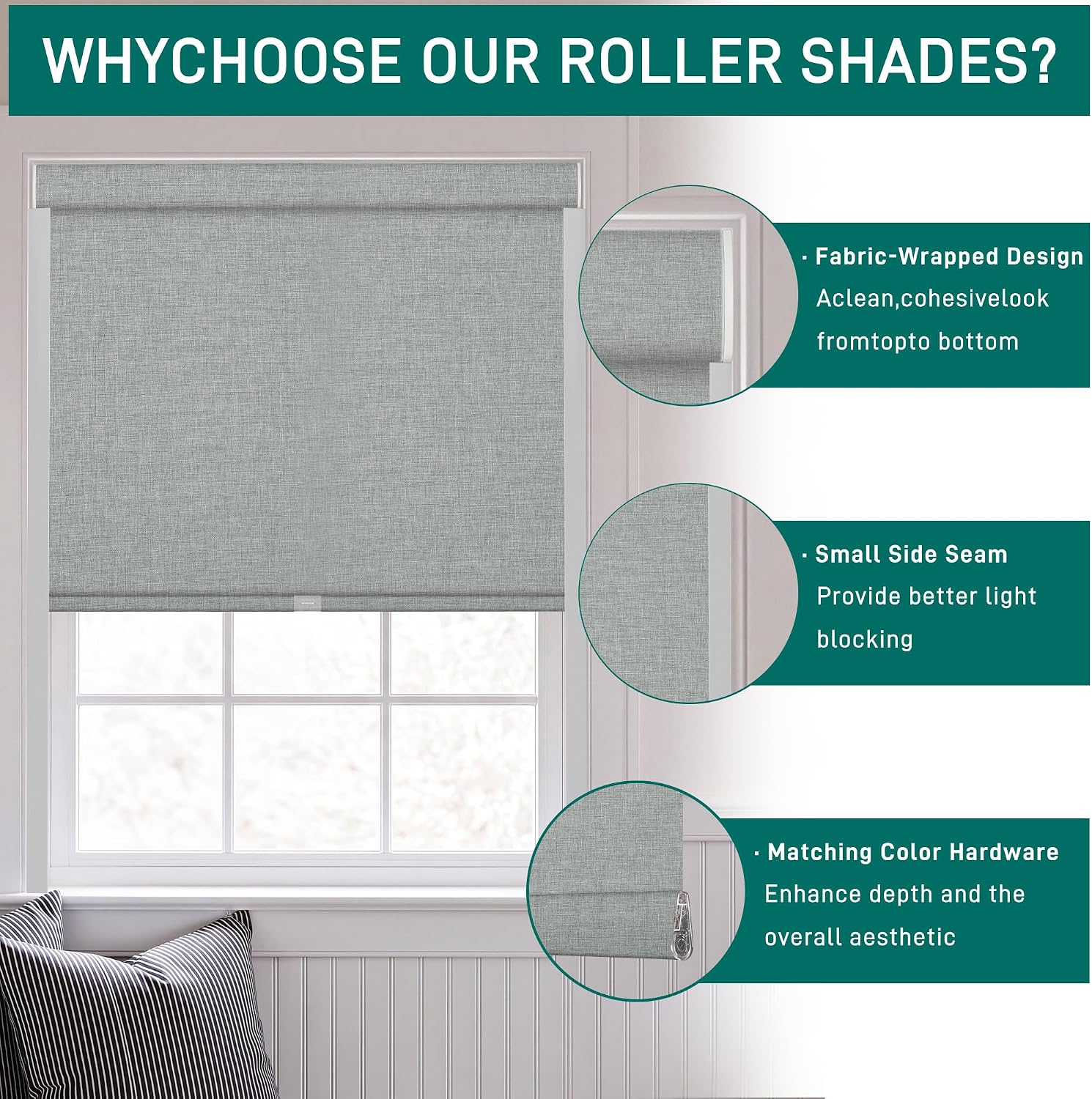 BERISSA Cordless Blackout Roller Shades,Linen Fabric.Grey.Custom Size 6 81fHJfaKdeL. AC SL1500