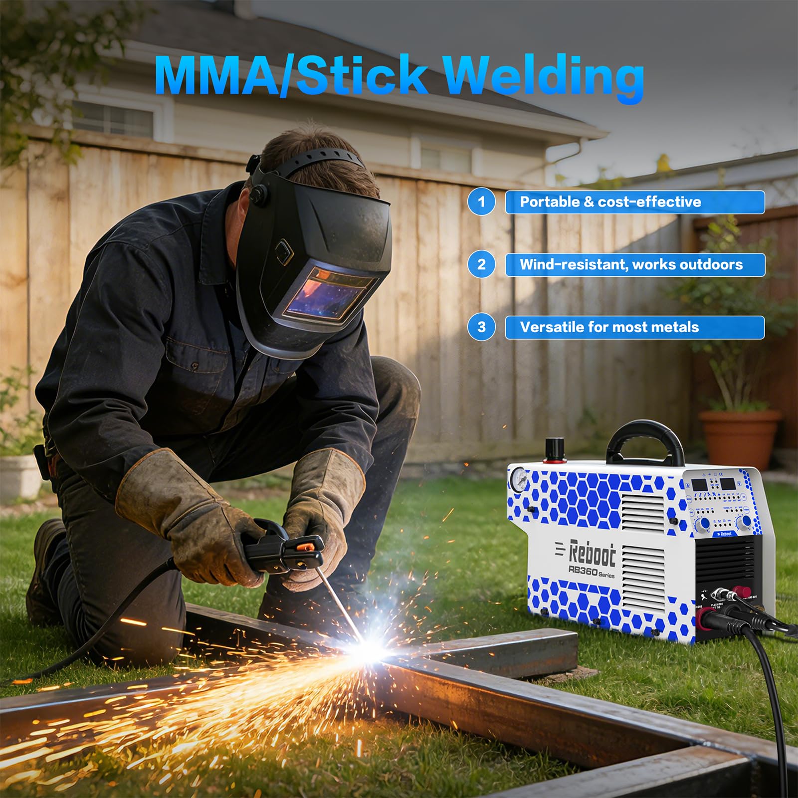Reboot Cortadora Plasma y Soldadora 7 en 1 Combo - Corte Plasma 30A hasta 16mm, Doble Voltaje 120/240V, MMA/MIG/TIG/Puntos/Alu - para Taller Bricolaje, con Careta de Soldar Premium