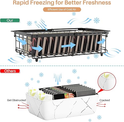 Miniatura 6 de UMDONX Contenedores organizadores para congelador, ampliables de 11.2 a 17.7 pulgadas, para congelador de 5 a 10 pies cúbicos, cestas de Paquete de
