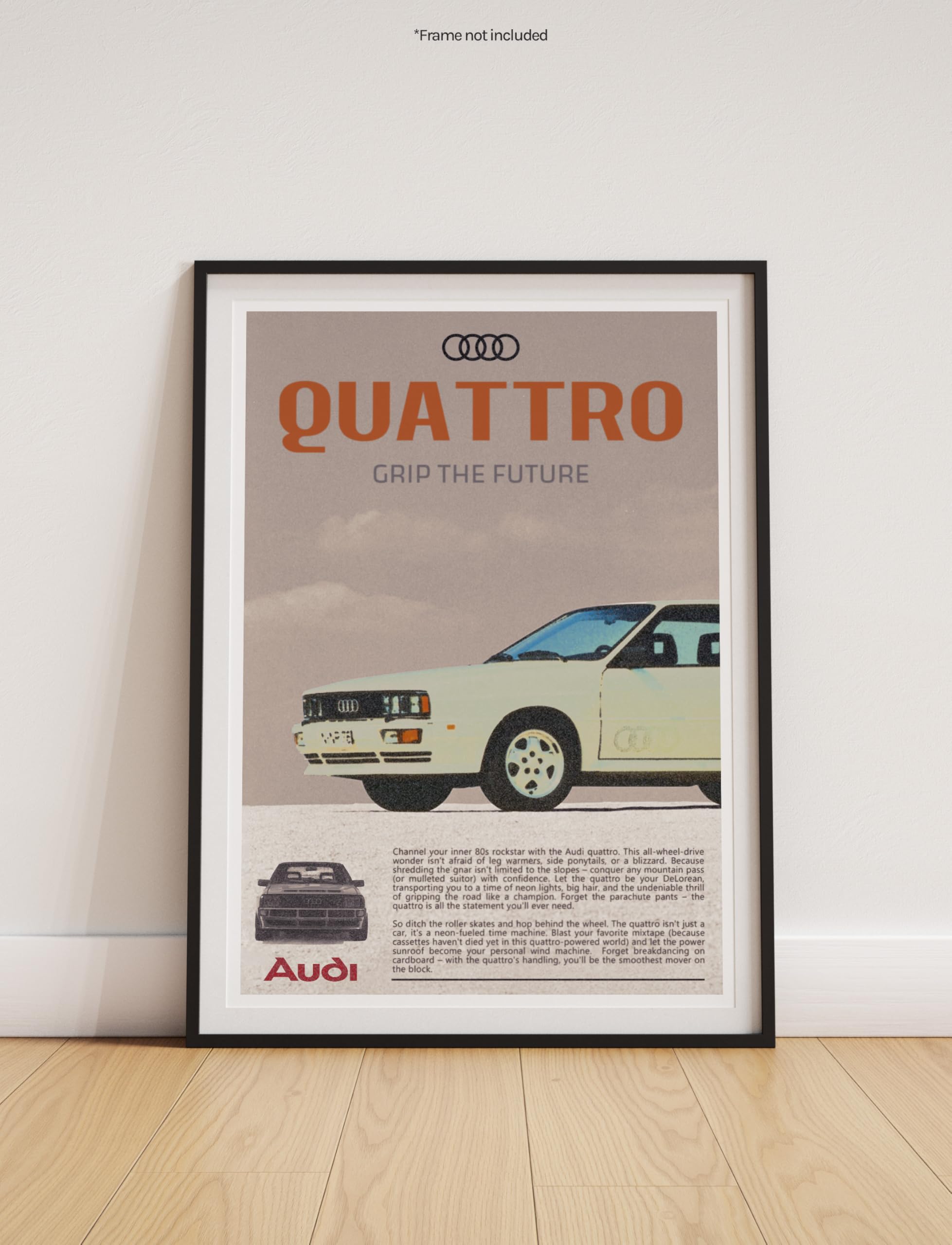 PodiumPe Audi Quattro Retro Aesthetic Poster | Vintage Sports Car Poster for Walls | A3 | 300GSM | Unframed 2