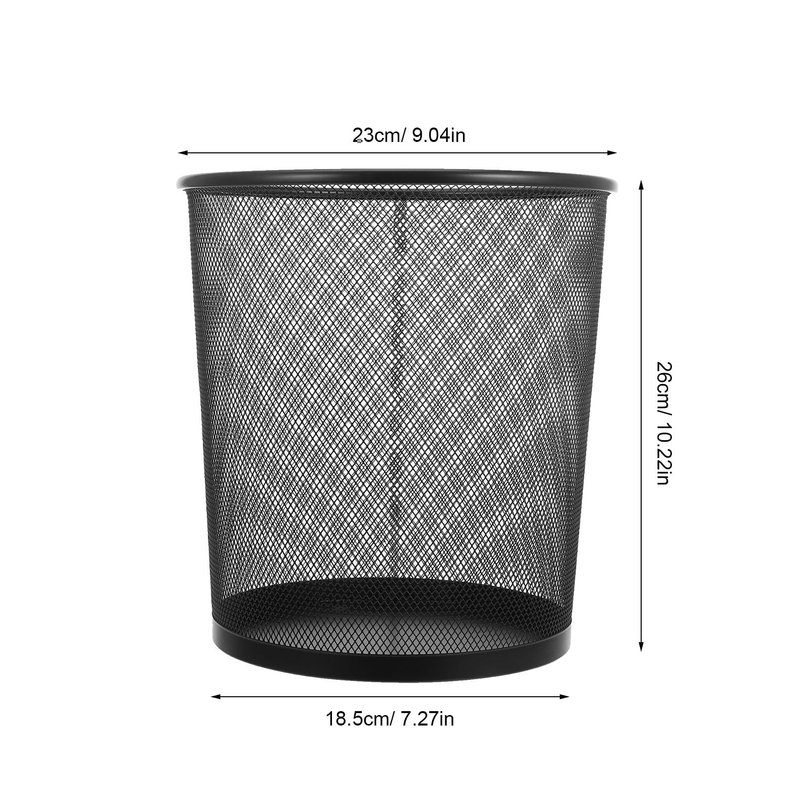 YARNOW Cestino per Rifiuti in Rete di Metallo Nero da 9l, 5 Pezzi, Rotondo, Portatile e Ventilato, per Ufficio, Cucina e Camera da Letto