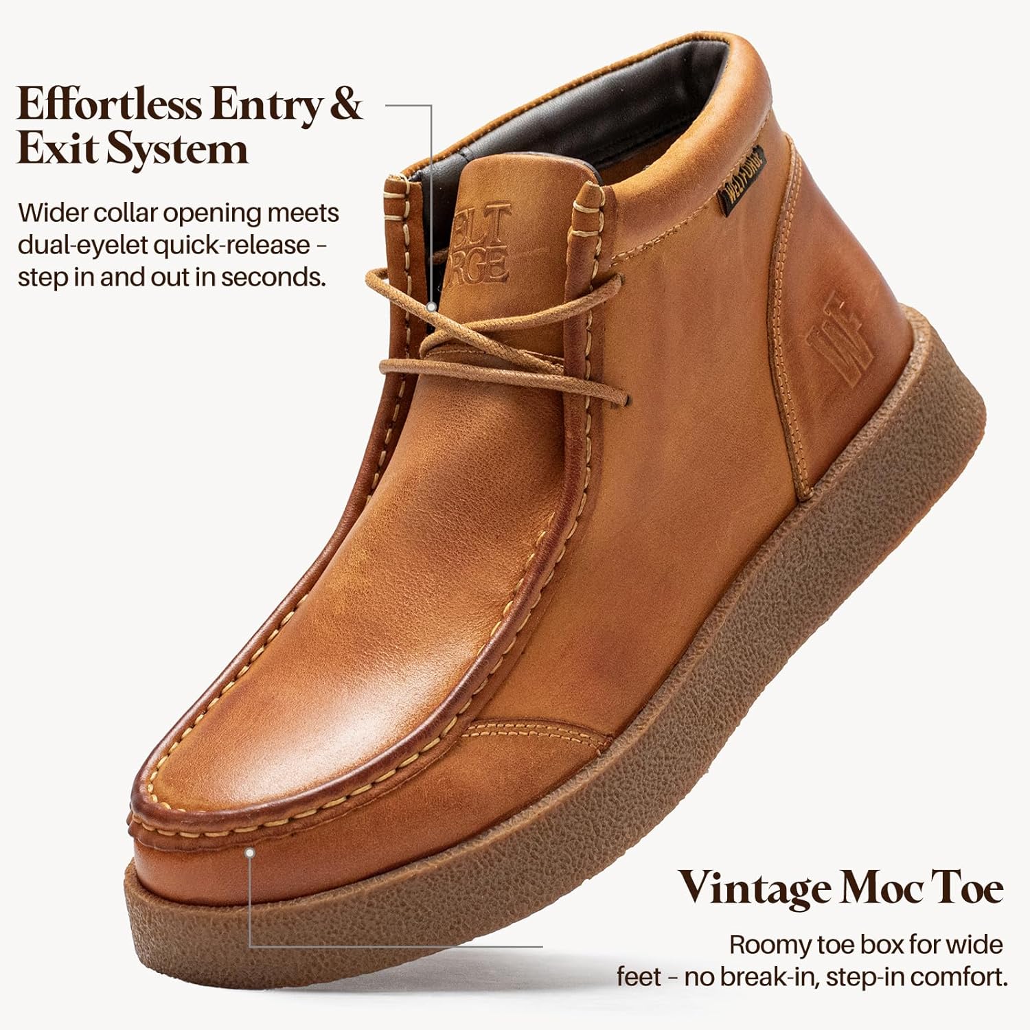 Men's Modern Moc Toe Boots Leather Casual Chukka Boot - Image 3