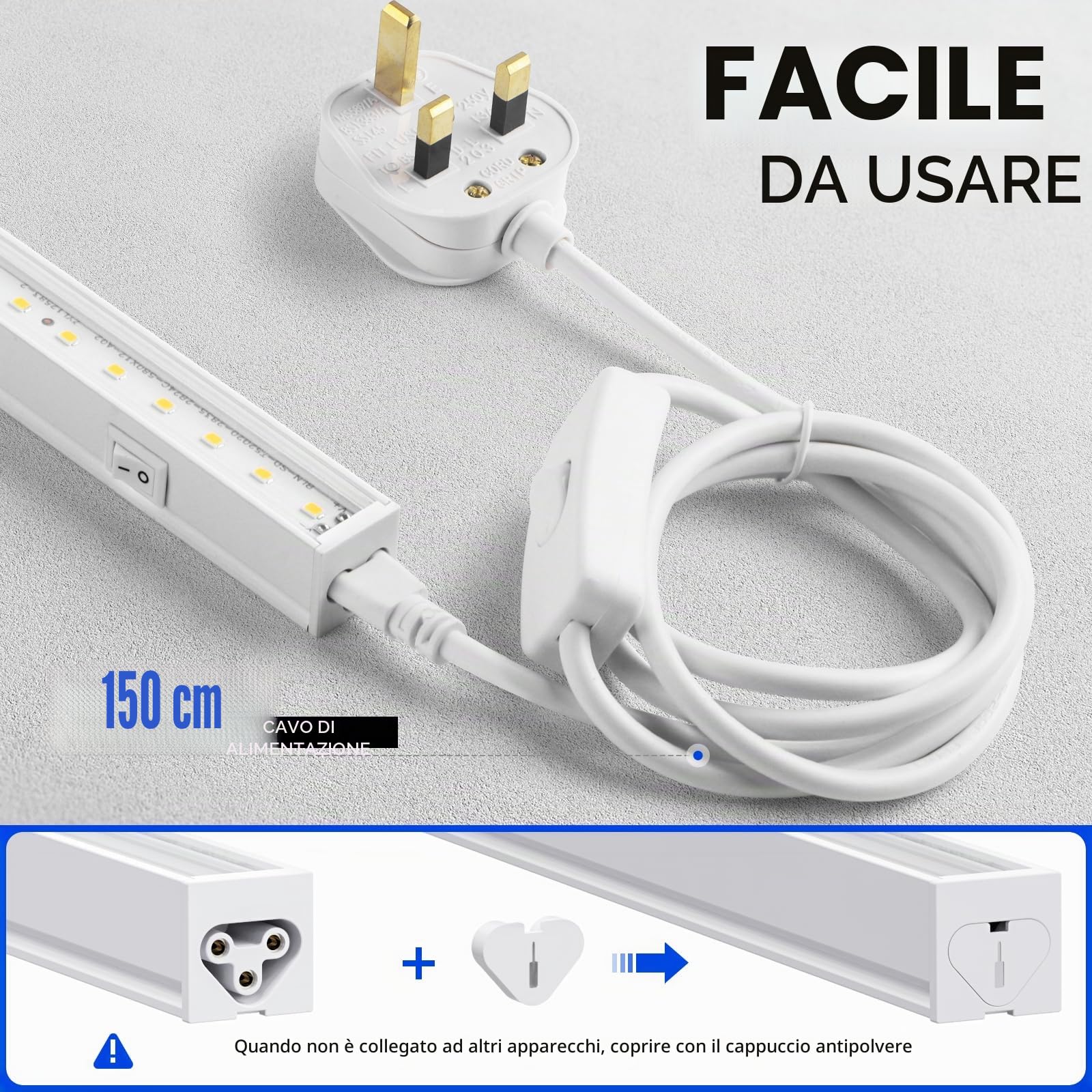Barrina T5 1FT Luci di Crescita per Piante d'Interno, Giallo, Spettro Completo di Luce Solare, Lampada di Crescita Collegabile, Striscia di Luce di Crescita LED con Interruttore, Plug and Play
