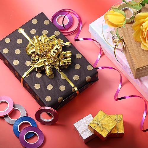 Miniatura 7 de Janinka 48 rollos de cinta brillante para envolver globos metálicos para envolver regalos, manualidades, lazos, Navidad, San Valentín, boda, fiesta