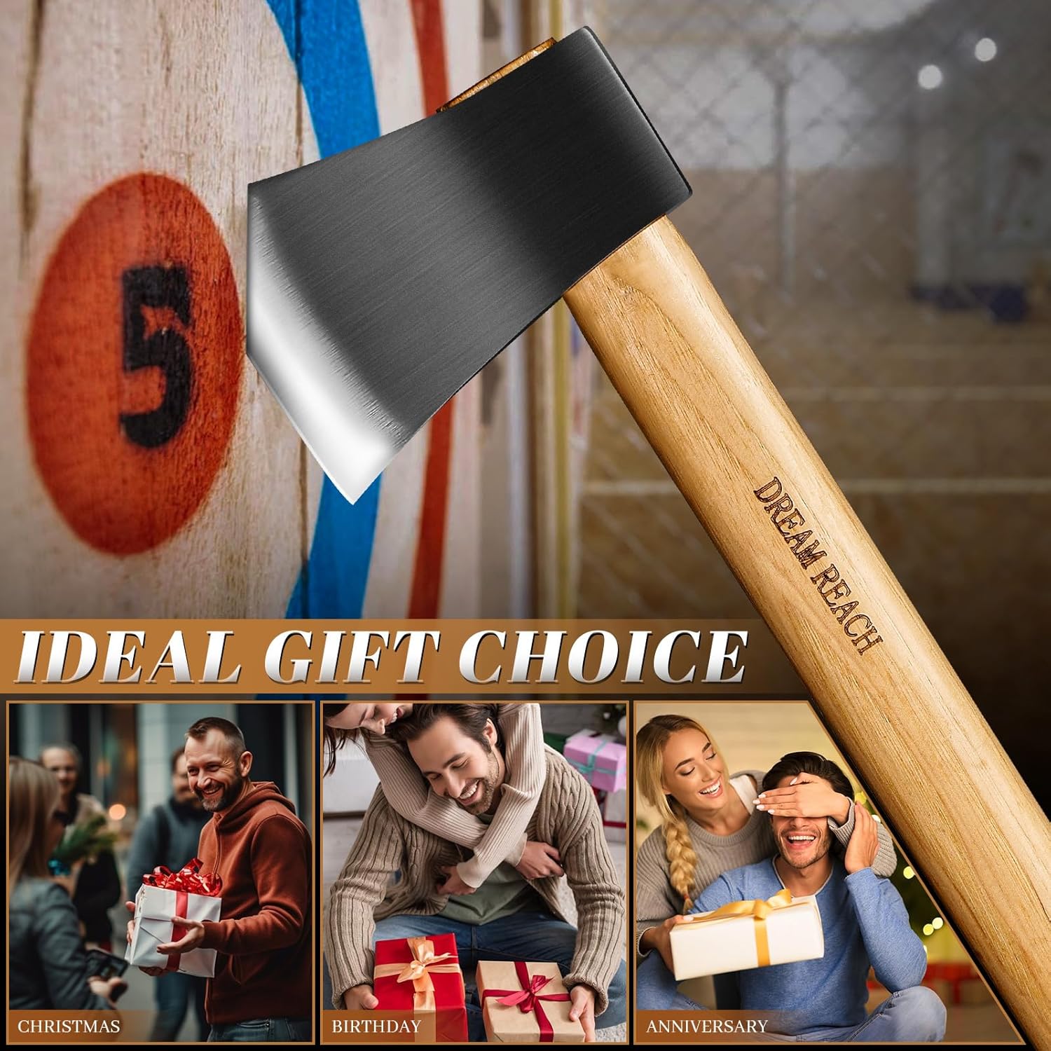 Dream Reach Throwing Axe Set - 3 PCS Hand Forged Throwing Hatchet, 15.7" Professional Throwing Game Axe for Backyard, Competition, Recreation