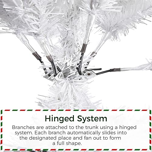 Vista 138 de Yaheetech 7.5ft Pre-lit Spruce Artificial Christmas Tree Snow Flocked Hinges Tree with 550 Multicolor LED Lights & 1284 Branch Tips & Metal Stand