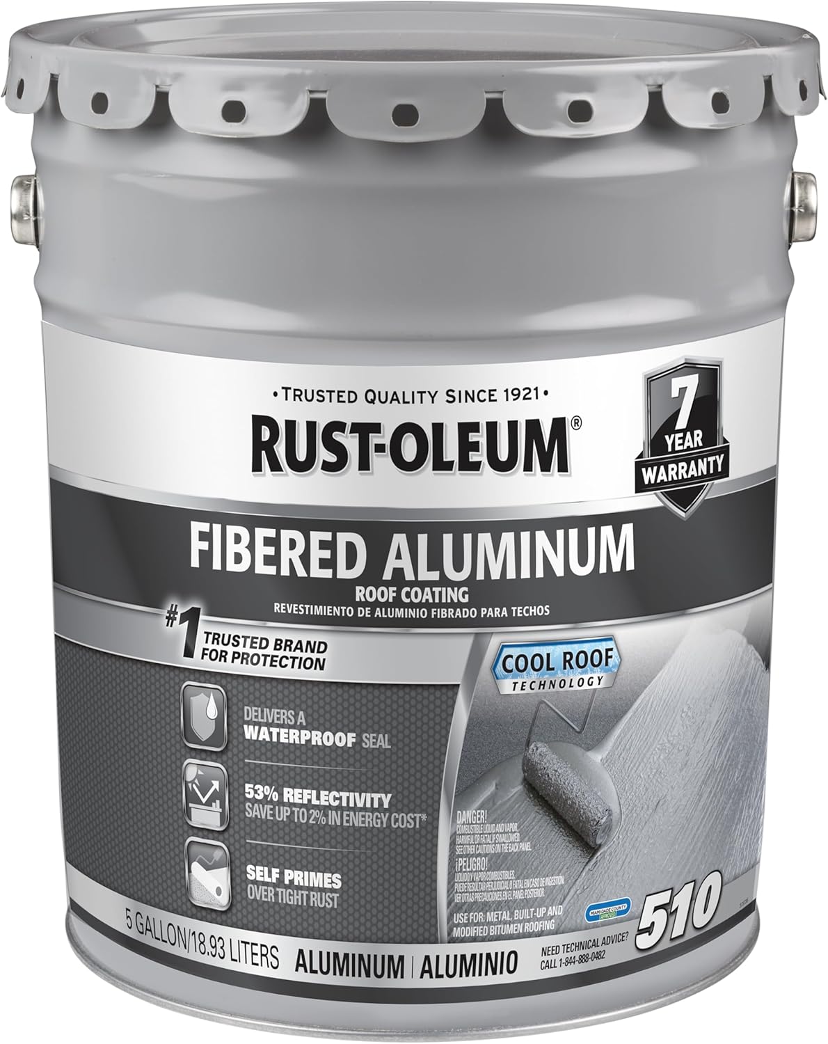 Rust-Oleum 510 Fibered Aluminum Roof Coating, 5 Gallon
