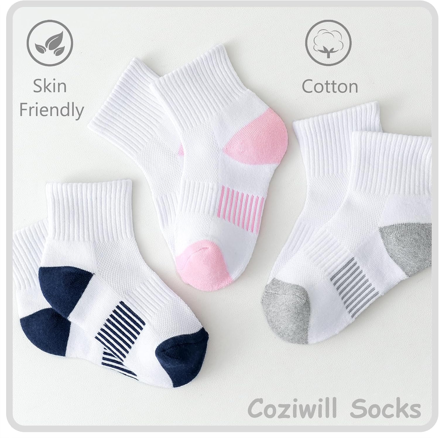Girls Ankle Socks Kids Cushioned Athletic Quarter Socks Boys Cotton Short Sock Sports Youth 6/12 Pairs - Image 6