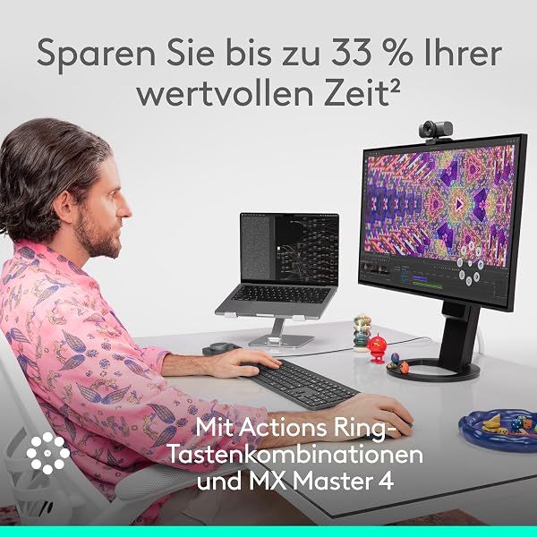 Logitech MX Master 4, ergonomische kabellose Maus mit fortschrittlichem, leistungsstarkem, haptischem Feedback, ultraschnellem Scrollen, Laden über USB-C, Bluetooth, Windows, MacOS – Schwarz - 3