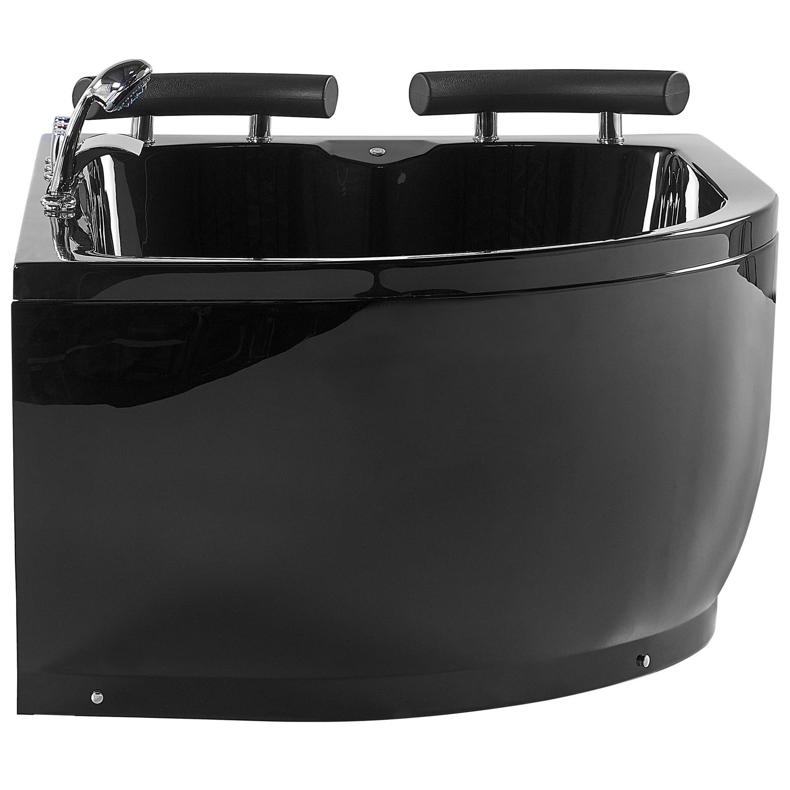 Vasca Idromassaggio Doppia Acrilico Nero con LED Sinistra 158 x 113 cm