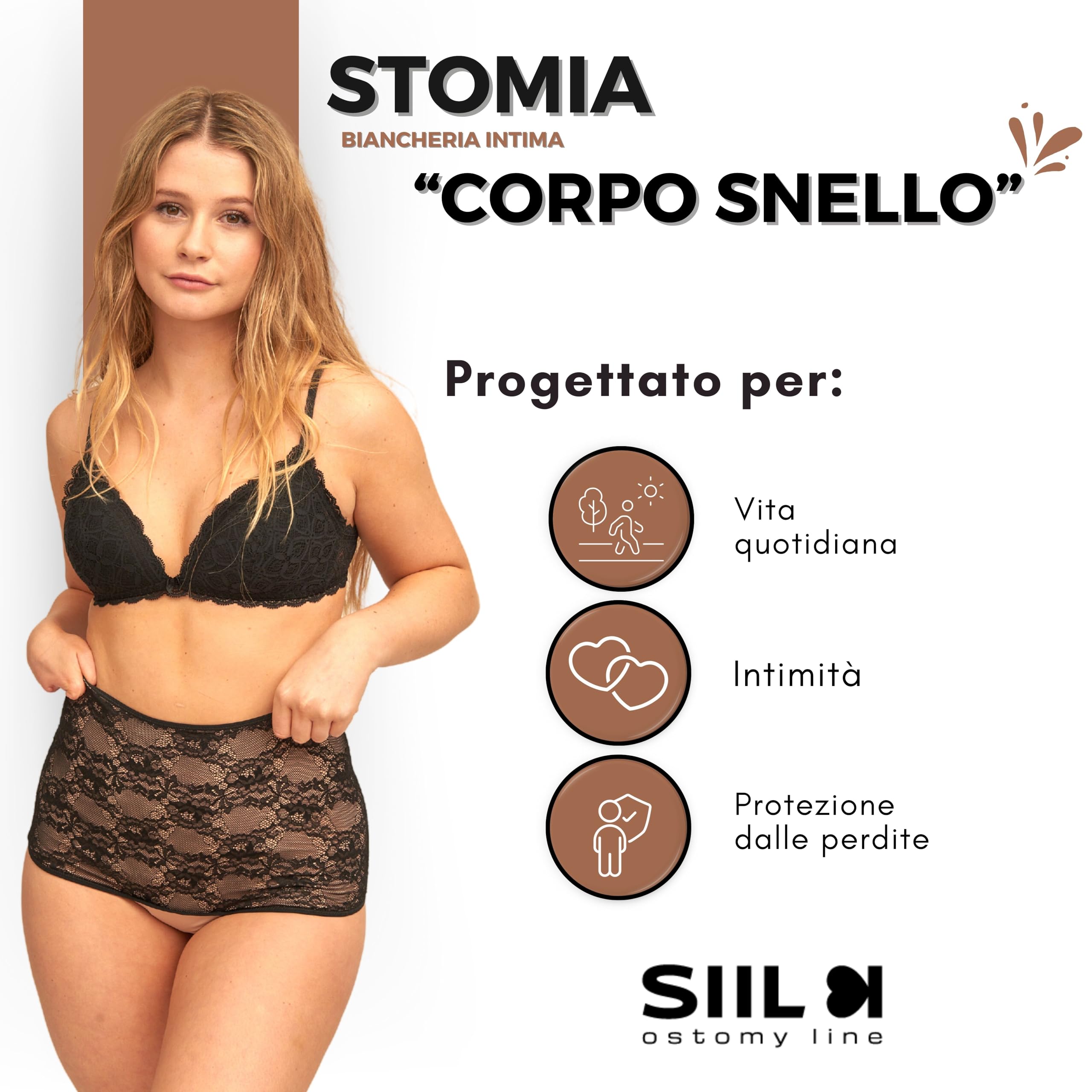 SIIL Body Ostomia | Biancheria intima ostomia | Tasca interna | Aperture svuotate per ostomia | Ostomy underwear |