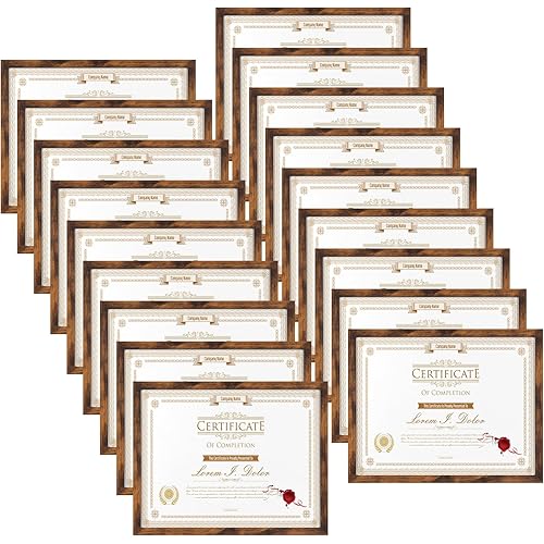 WIFTREY Multi 8.5x11 Brown Picture Frames 18 Pack, Rustic Brown 8.5x11 Photo Frames Bulk for Document Certificate Award Diploma, Wall Hanging or Tabletop Display