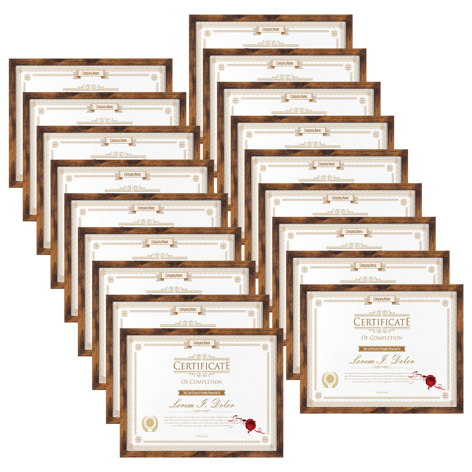 WIFTREY Multi 8.5x11 Brown Picture Frames 18 Pack, Rustic Brown 8.5x11