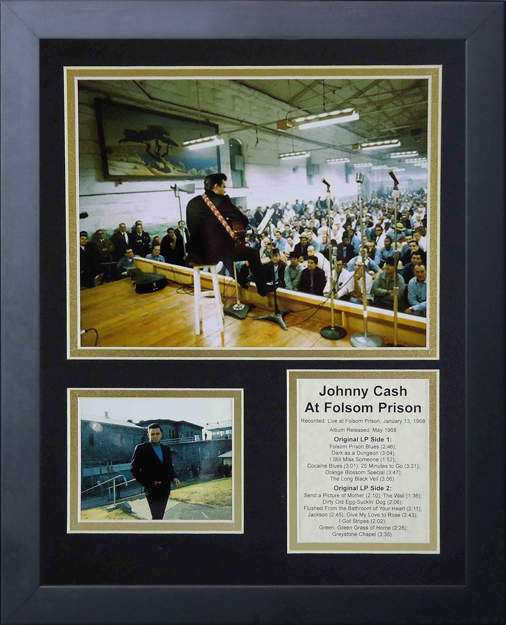 Legends Never Die Johnny Cash At Folsom Prison Collectible | Framed Photo Collage Wall Art Decor - 12"x15" |
