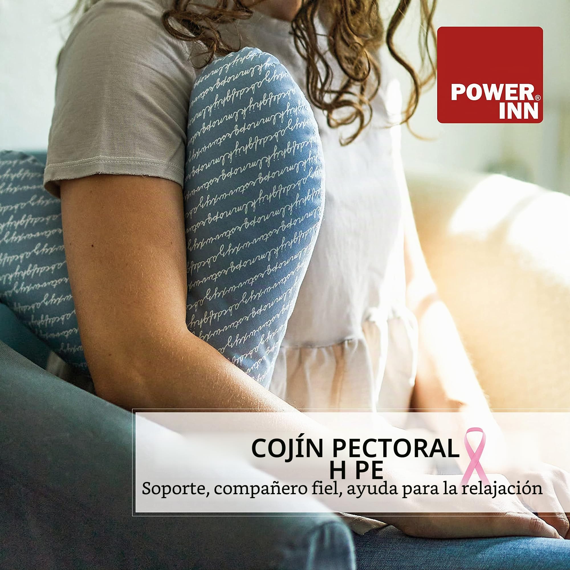 Cojín para el pecho Hope aprox. 32x34 cm | Cojín en forma de corazón para aliviar el dolor después de una mastectomía | suave cojín para el antebrazo o la axila | 100% algodón (Azul claro