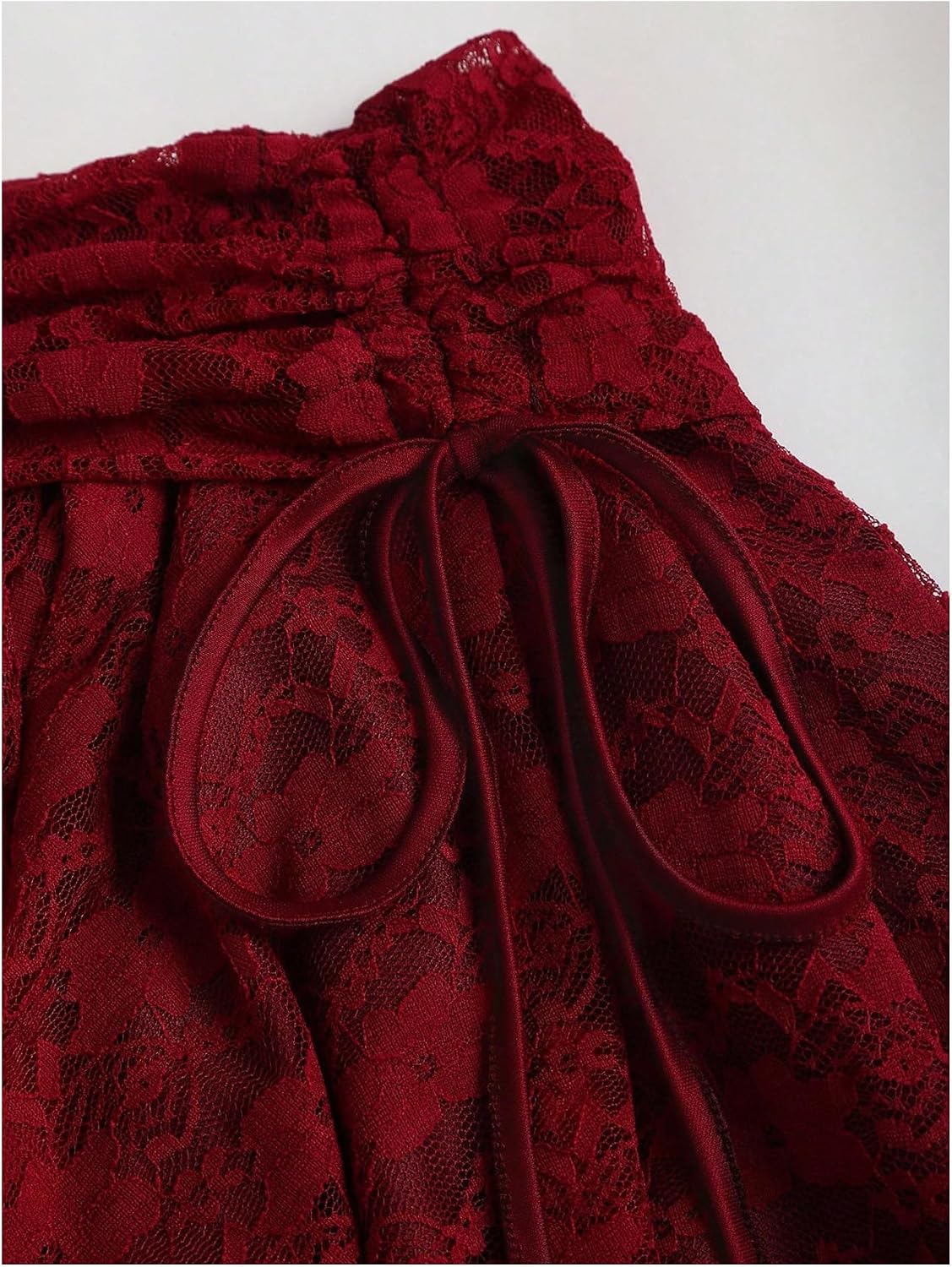WDIRARA Women's Flowy Lace Ruffle Handkerchief Skirt Drawstring Tiered Skirts