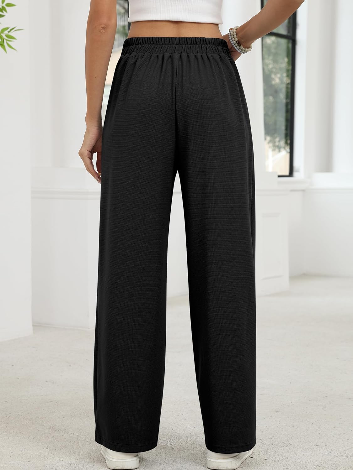 ANRABESS Womens Pants Wide Leg Waffle Knit Casual Stretchy Work Dress Pants 2026 Pull on Business Slacks Trousers Outfits - Image 5